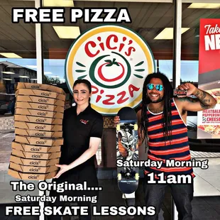 QUICKIE-MART services es FREE PIZZA e erythromycin Saturday at FREE Skate LESSONS.
