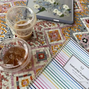 Lavender black tea, iced coffee