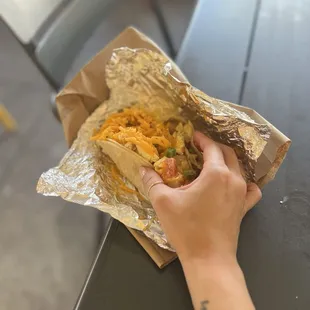 Potato, egg, cheese taco + pico de gallo