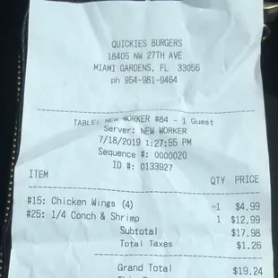 Our total for lunch