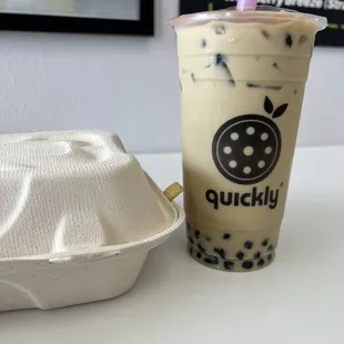 It was perfect!  I ordered a Honey Dew Milk Tea and the fries were a great addition for a mid-day lunch snack.