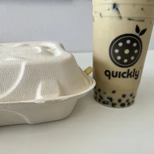 A Honey Dew Milk Tea and fries! it was really good!