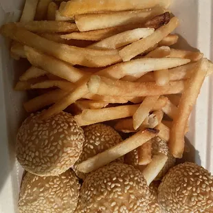 Sesame balls and fries