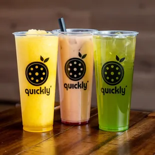 three drinks on a table