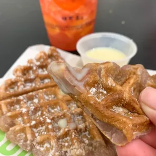 taro mochi waffle