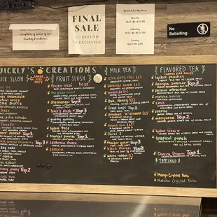 Quickly Creations Menu!