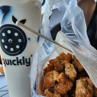 Regular size JMT w/ grass jelly and popcorn chicken