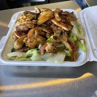 Teriyaki Chicken over rice with mixed veg.