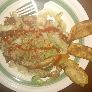 Chicken hibachi and chicken dumplings