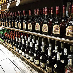 bottles of alcohol on shelves