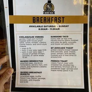 menu