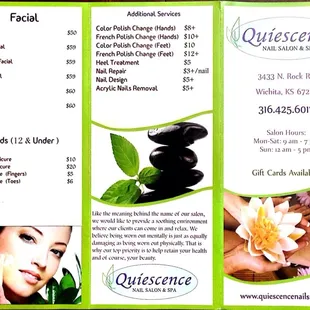 Quiescence Nails Salon &amp; Spa Brochure