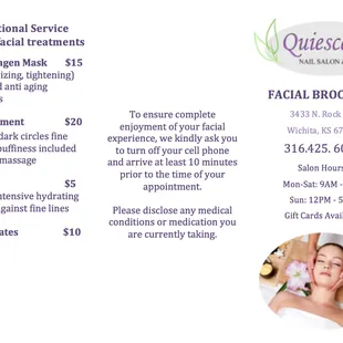 Quiescence Facial Brochure