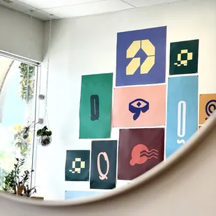 Vibrant artwork along the wall