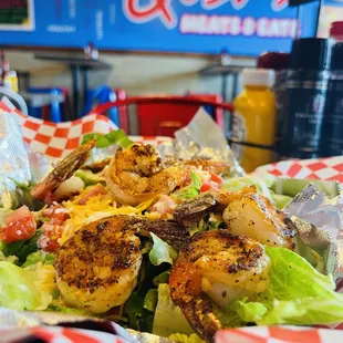 Mixed Green Salad with Grilled Shrimp