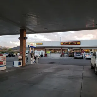 Exterior of the building and gas pumps