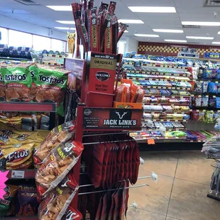 a variety of food items in a store