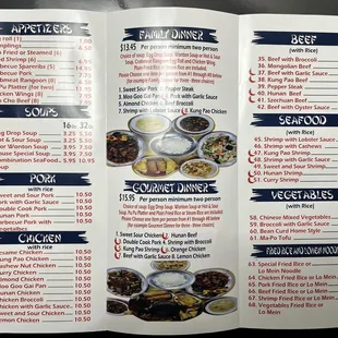 a menu for a restaurant
