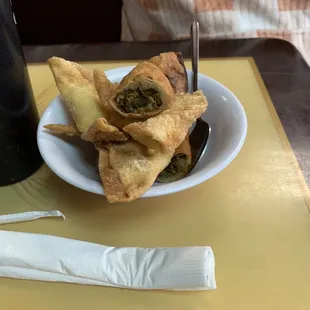 Egg rolls and  Rangoon