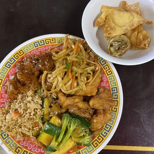 1. Egg Roll 35. Beef with Broccoli 76. Orange Chicken 15. Sweet and Sour Pork 63. Special Fried Rice 63. Special Lo Mein