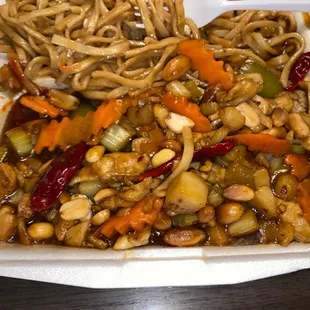 noodles and vegetables in a container