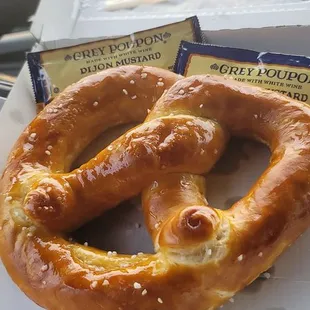 Just like I asked lightly salted Little grey poupon mustard perfect