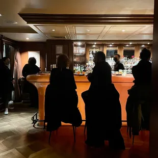 a group of people sitting at a bar