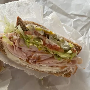 Half of my sandwich that I didn't eat yet. See the layers! See the love.