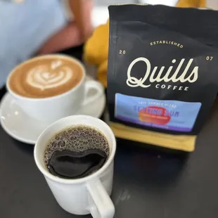 a cup of coffee and a bag of coffee