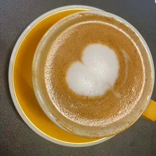 a cup of cappuccino with a heart in the foam