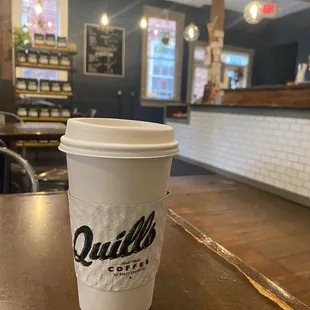 a cup of coffee on a table