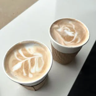 Bourbon Caramel Latte (Left)  Mocha Latte (Right)