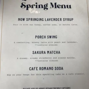 Spring menu 2023