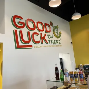 a display of good luck coffee
