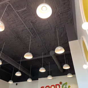 the ceiling of a coffee shop