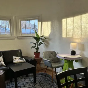 the living room and dining area