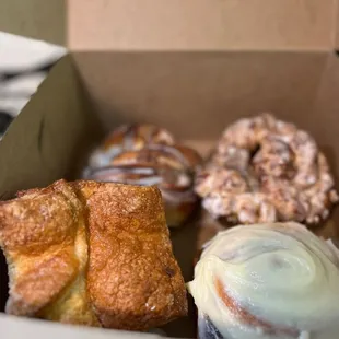 Kouig Amon, cinnamon roll, apple fritter monkey bread, chocolate babka