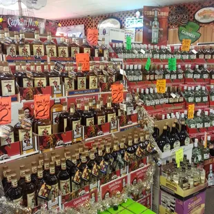 a wide selection of liquor in a store