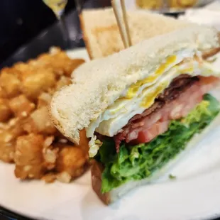 BLT needed to be more toasted (had to finish with a knife and fork) - tots were great!