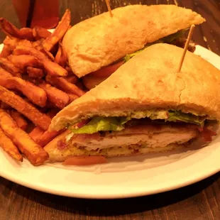 California Chicken Club and sweet potato fries