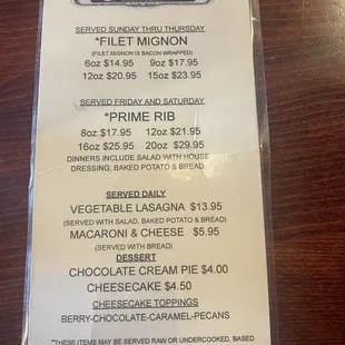 menu