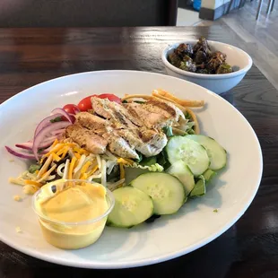 Grilled chicken salad and Brussel sprouts