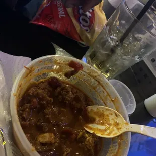 Chili (comes with Fritos, Sid's of onions, and cheese)