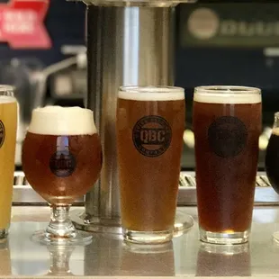 a selection of beer glasses