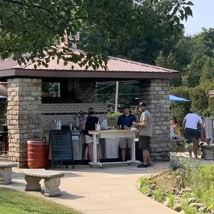 a group of people outside