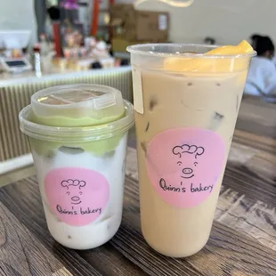 Avococo float and roasted oolong milk tea