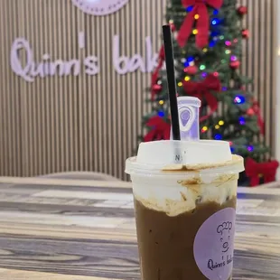 Vietnamese condensed coffee with cheese foam. Thick and creamy