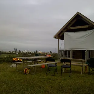 We went all out and setup a projector screen and enjoyed outdoor movies that night.