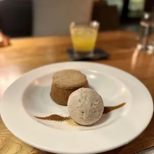 two desserts on a white plate