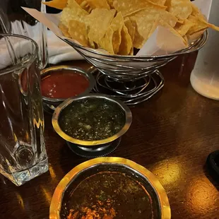 tortillas, salsa and a glass of water